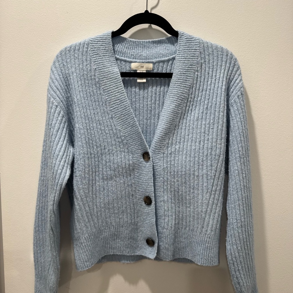 Women's Light Blue Ribbed Sweater